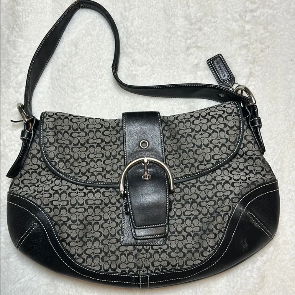 Vintage Coach canvas and leather shoulder bag